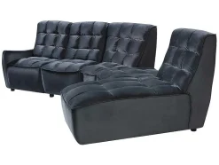 Vente-unique Modulair-Moduleerbare Relaxhoekbank Van Fluweel - Antraciet - Alford