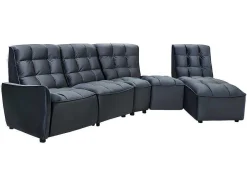 Vente-unique Modulair-Moduleerbare Relaxhoekbank Van Fluweel - Antraciet - Alford