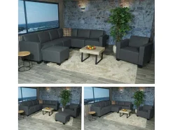 Vente-unique Bankstel 3+2-Moncalieri Bankstel (2-Delig), Donkergrijs