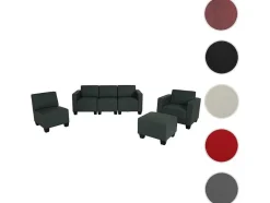 Vente-unique Set Zitbank + Fauteuil-Moncalieri Bankstel (4-Delig), Donkergrijs