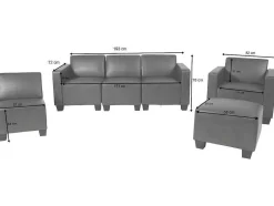 Vente-unique Set Zitbank + Fauteuil-Moncalieri Bankstel (4-Delig), Donkergrijs