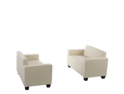 Vente-unique Kunstleren Zitbank-Moncalieri Bankstel (Set Van 2), Creme