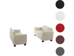 Vente-unique Kunstleren Zitbank-Moncalieri Bankstel (Set Van 2), Creme