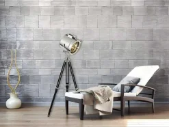 EPIKASA Staande Lamp-Movie Vloerlamp, Zilver, Zwart, 45X45X175 Cm,
