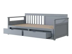ModernLuxe Tweepersoonsbed-Multifunctioneel Onderschuifbed Van Massief Hout - 2 Laden Op Wielen - Grijs