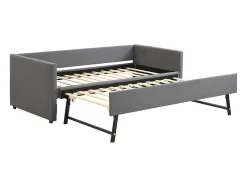 ModernLuxe Tweepersoonsbed-Multifunctioneel Onderschuifbed Met Opklapbed - 90X200 Cm - Linnen Stof - Grijs