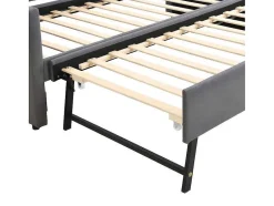ModernLuxe Tweepersoonsbed-Multifunctioneel Onderschuifbed Met Opklapbed - 90X200 Cm - Linnen Stof - Grijs