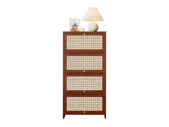ModernLuxe Schoenenkast-Multifunctioneel Rotan Opbergmeubel - 1 Lade En 3 Vakken - Bruin