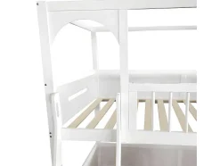 ModernLuxe Aanbiedingen: Slaapkamer & Kantoor-Multifunctioneel Stapelbed Voor Kinderen - Met Ladder En Glijbaan - 2X90X200Cm - Massief Hout - Wit