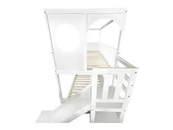 ModernLuxe Aanbiedingen: Slaapkamer & Kantoor-Multifunctioneel Stapelbed Voor Kinderen - Met Ladder En Glijbaan - 2X90X200Cm - Massief Hout - Wit
