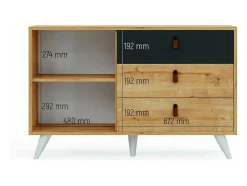EPIKASA Buffetkast-Multifunctionele Kast Pera - Eik - 120X36,5X77 Cm -