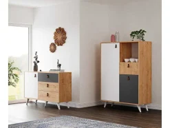 EPIKASA Buffetkast-Multifunctionele Kast Pera - Eik - 120X36,5X77 Cm -