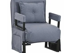 ModernLuxe Uitklapbare Fauteuil-Multifunctionele Ligstoel Met Kussen - Om Te Bouwen Tot Fauteuil - Linnen Stof - Grijs