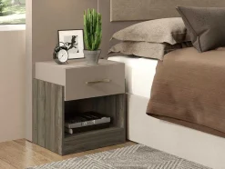 Vente-unique Nachtkastje-Nachtkastje - 1 Lade - Taupe & Bruin - Bodil Ii