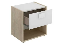 Vente-unique Kindermeubel-Nachtkastje - 1 Lade En 1 Nis - Naturel En Wit - Sonia