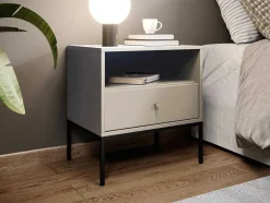Vente-unique Nachtkastje-Nachtkastje - 1 Lade En 1 Nis - Beige - Bogdan