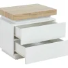 Vente-unique Nachtkastje-Nachtkastje - 2 Lades - Gelakt Mdf - Met Ledverlichting - Kleur: Wit En Eiken - Halo Ii