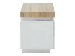 Vente-unique Nachtkastje-Nachtkastje - 2 Lades - Gelakt Mdf - Met Ledverlichting - Kleur: Wit En Eiken - Halo Ii