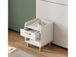 ModernLuxe Nachtkastje-Nachtkastje - Een Lade En Een Nis - In Grenen En Mdf - Wit