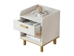 ModernLuxe Nachtkastje-Nachtkastje - Een Lade En Een Nis - In Grenen En Mdf - Wit