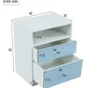 ModernLuxe Nachtkastje-Nachtkastje Met 2 Laden En 1 Nis - Wit En Hemelsblauw