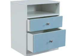 ModernLuxe Nachtkastje-Nachtkastje Met 2 Laden En 1 Nis - Wit En Hemelsblauw