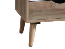 Vente-unique Kindermeubel-Nachtkastje Met 3 Lades - Kleur: Naturel, Wit En Marineblauw - Lurvia