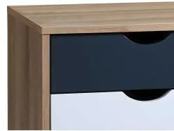 Vente-unique Kindermeubel-Nachtkastje Met 3 Lades - Kleur: Naturel, Wit En Marineblauw - Lurvia