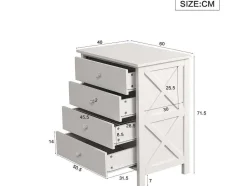 ModernLuxe Nachtkastje-Nachtkastje Met 4 Lades - Spaanplaat - Wit