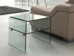 Vente-unique Nachtkastje-Nachtkastje Van Gehard Glas - 1 Nis - Stileos