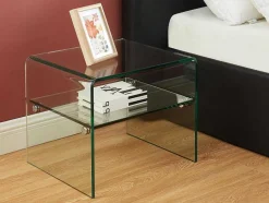 Vente-unique Nachtkastje-Nachtkastje Van Gehard Glas - 1 Nis - Stileos