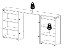 Vente-unique Hoofdeinde En Brugkast-Nada Hoofdbord Met Opbergruimte 160 Cm, Betondecor/Wit Hoogglans.