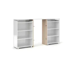 Vente-unique Hoofdeinde En Brugkast-Nada Hoofdeinde 140 Cm Met 4 Planken Wit Hoogglans.