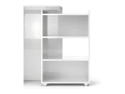 Vente-unique Hoofdeinde En Brugkast-Nada Hoofdeinde 140 Cm Met 4 Planken Wit Hoogglans.