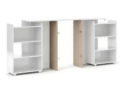 Vente-unique Hoofdeinde En Brugkast-Nada Hoofdeinde 140 Cm Met 4 Planken Wit Hoogglans.