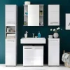 Trendteam Muurkast Badkamer-Nanobad Badkamerkast 1 Deur Betonsteen Decor, Wit Hoogglans.