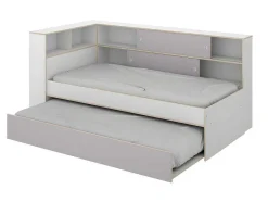 Vente-unique Bed Met Slaaplade-Nestbed Met Opbergruimte - 90 X 200 En 90 X 190 Cm - Wit En Grijs + Bedbodem - Losiana