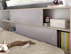 Vente-unique Bed Met Slaaplade-Nestbed Met Opbergruimte - 90 X 200 En 90 X 190 Cm - Wit En Grijs + Bedbodem - Losiana