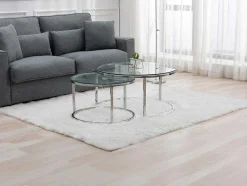 PASCAL MORABITO Salontafel-Nesttafels Van Gehard Glas En Roestvrij Staal - Zilver - Maevane Ii Van