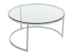 PASCAL MORABITO Salontafel-Nesttafels Van Gehard Glas En Roestvrij Staal - Zilver - Maevane Ii Van