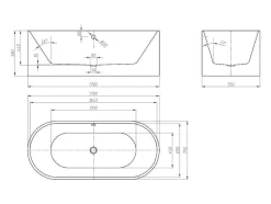 Shower & Design Vrijstaand Bad-[New Version]Vrijstaande Design Badkuip Katoucha 170*75*58 Cm