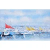 Vente-unique Schilderij-Olieverfschilderij Boten Handgeschilderd