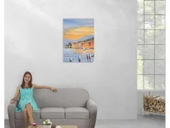 Vente-unique Schilderij-Olieverfschilderij Kust Met De Hand Geschilderd