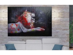 Vente-unique Schilderij-Olieverfschilderij Leeuw Mcw-H25, 80X120Cm