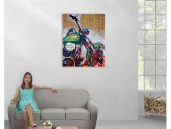 Vente-unique Schilderij-Olieverfschilderij Motor Handgeschilderd