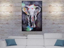 Vente-unique Schilderij-Olieverfschilderij Olifant Mcw-H25 Handgeschilderd, 150X100Cm