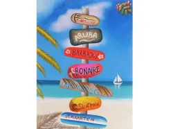 Vente-unique Schilderij-Olieverfschilderij Straatnaambord Handgeschilderd