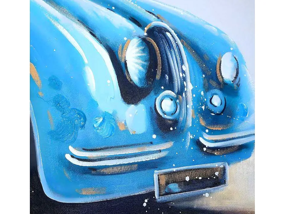 Vente-unique Schilderij-Olieverfschilderij Vintage Auto Handgeschilderd
