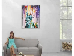 Vente-unique Schilderij-Olieverfschilderij Vrijheidsbeeld Handgeschilderd