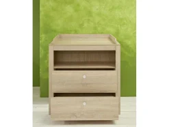 Vente-unique Babymeubel-Olja Commode Met 2 Lades En 1 Plank, Eiken Decor.
